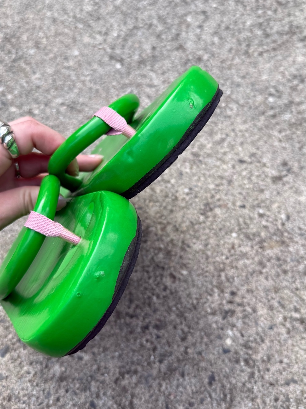 Vintage Floatie Sugar Shoes Lime Green & Pink Platform Sandals Rare Y2K Size 7 - Picture 7 of 11